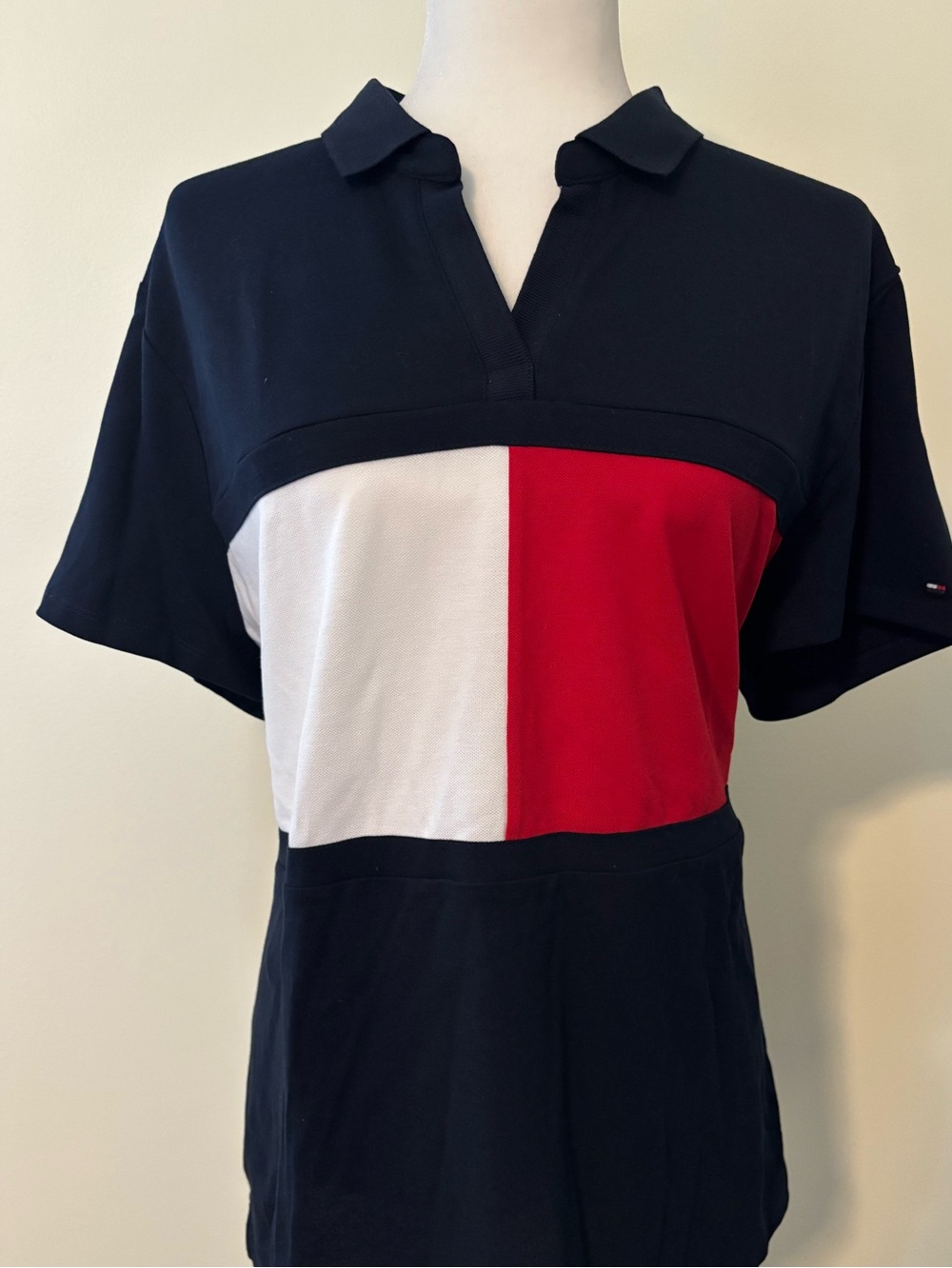 Tommy Hilfiger Black Polo with Red & White Trim